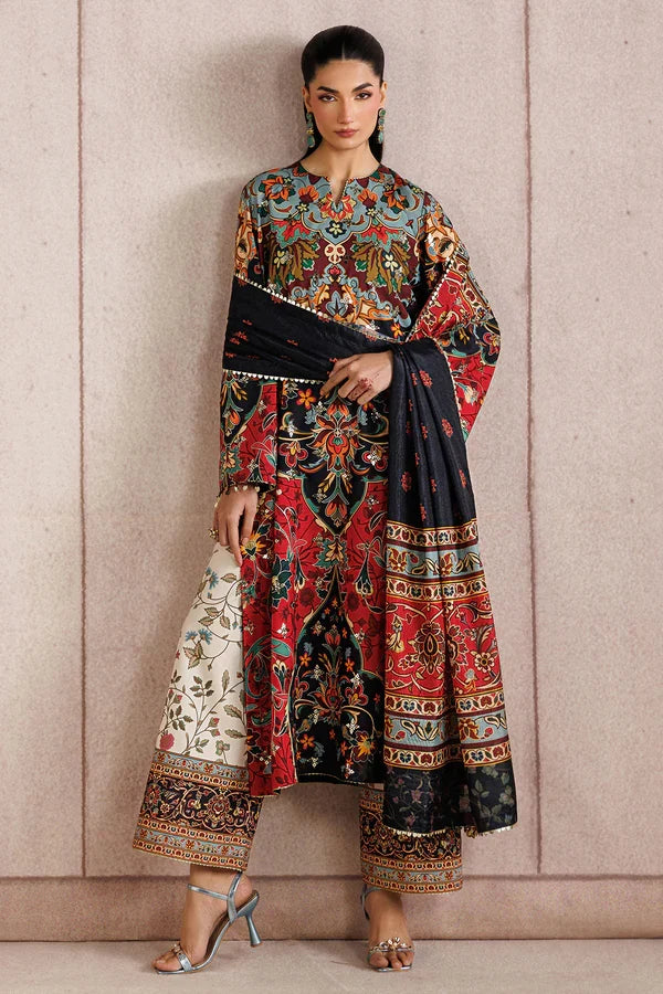 Jazmin Premium Embroidered Raw Silk 3 Piece Suit-UR 7083