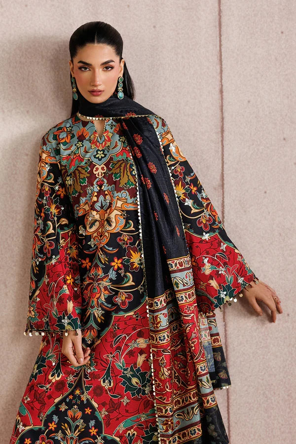 Jazmin Premium Embroidered Raw Silk 3 Piece Suit-UR 7083