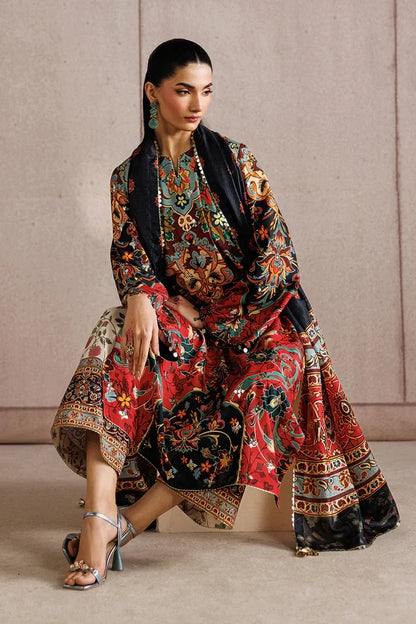 Jazmin Premium Embroidered Raw Silk 3 Piece Suit-UR 7083
