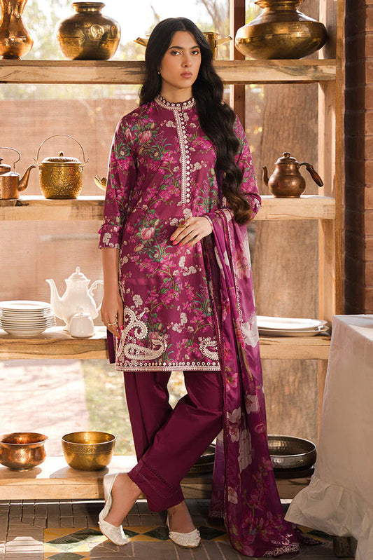 Iris Mauve by Cross Stitch - Premium Embroidered Lawn with Silk Dupatta