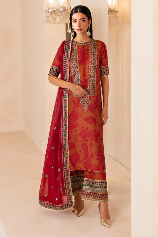Premium Embroidered Raw Silk 3 Piece Suit