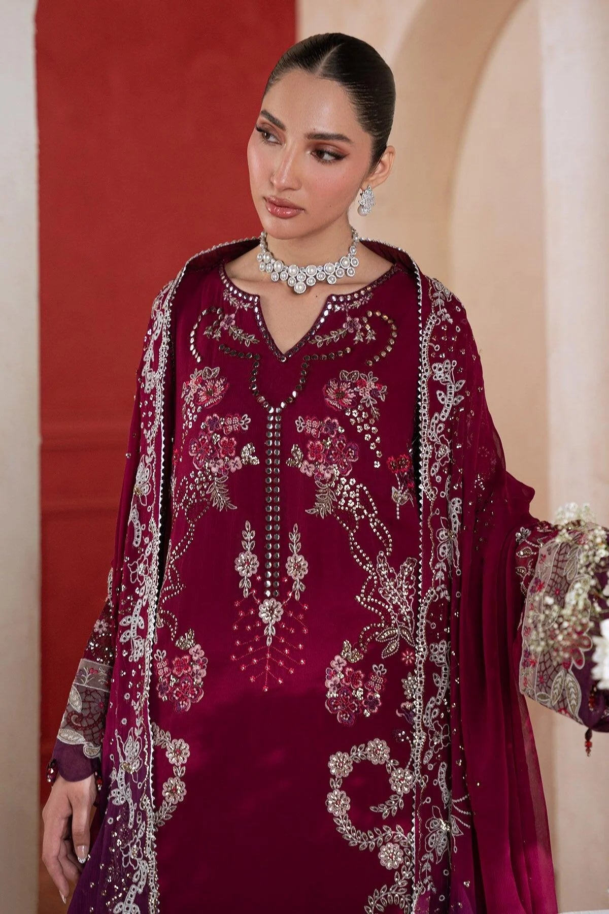 NUREH AMAYA LUXURY EMBROIDERED CHIFFON 3 PIECE-FESTIVE COLLECTION