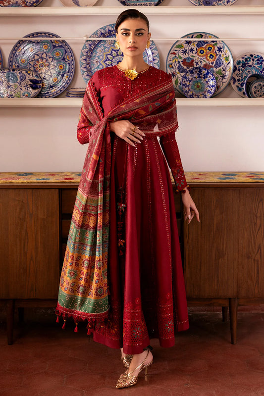 Jazmin Shahkar Embroidered Luxury Lawn Formals-Maroon