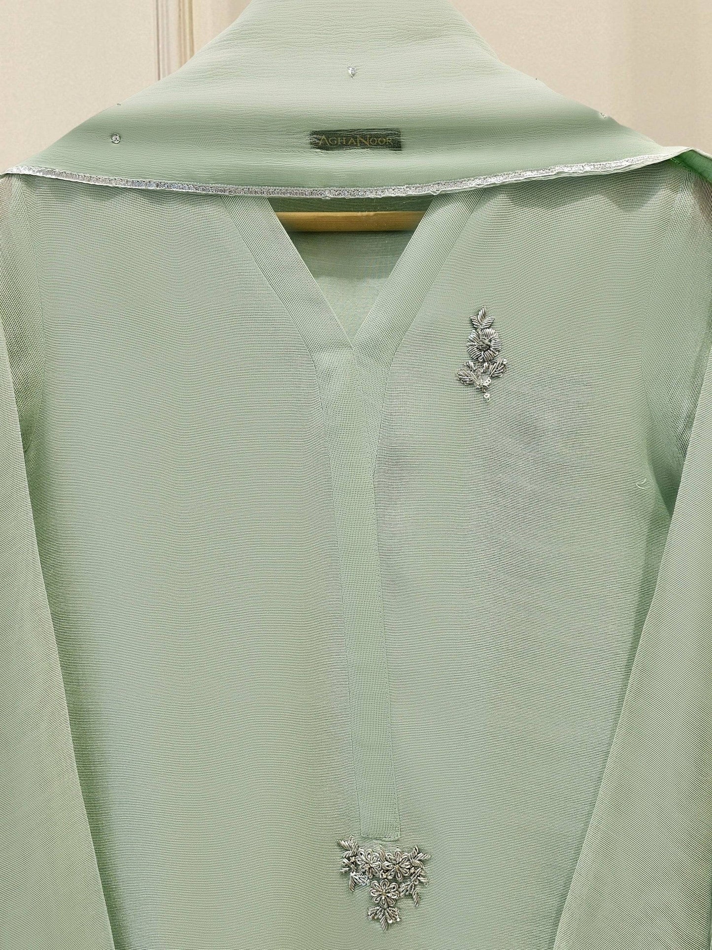AGHANOOR COTTON NET EMB SUIT WITH CHIFFON DUPATTA