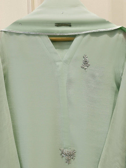 AGHANOOR COTTON NET EMB SUIT WITH CHIFFON DUPATTA