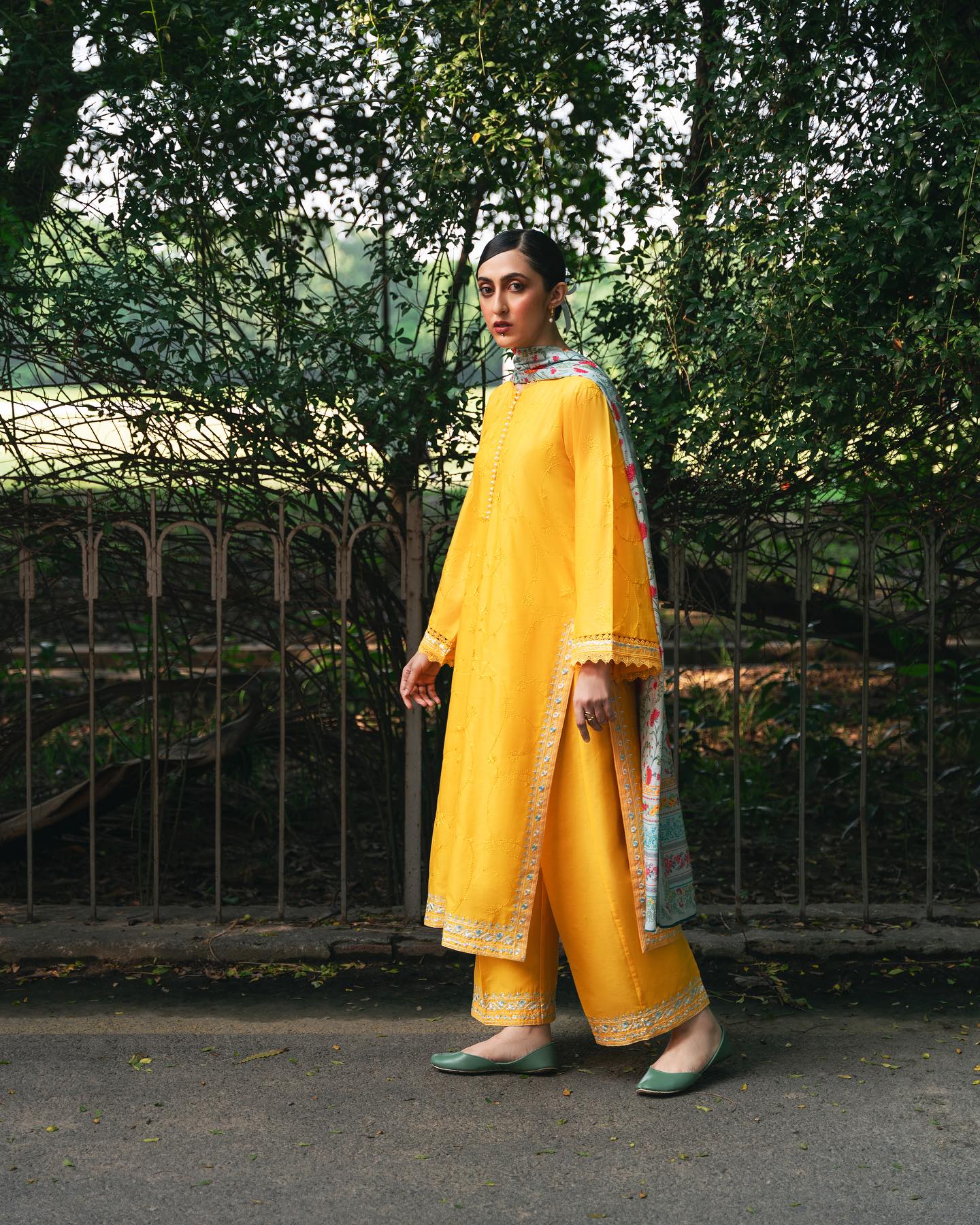 AGHANOOR PIMA COTTON CHIKANKARI EMBROIDERED SHIRT & DUPATTA