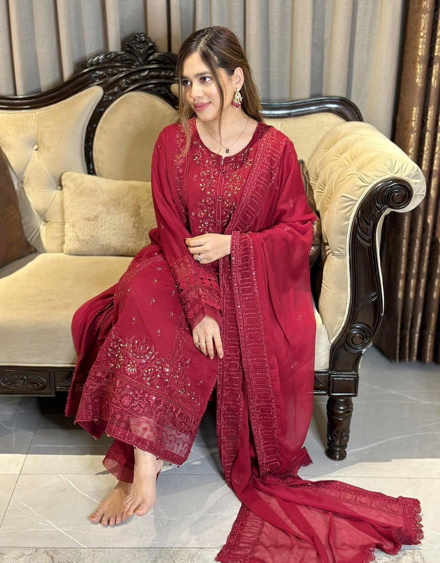 Sada-E-Noor Embroidered Chiffon 3 Piece