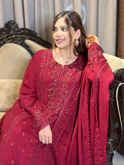 Sada-E-Noor Embroidered Chiffon 3 Piece