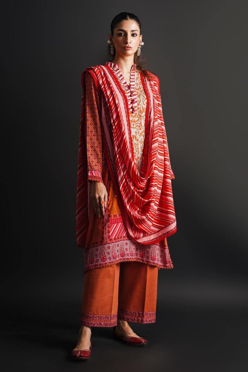 Sana Safinaz Printed Linen Shirt & Dupatta