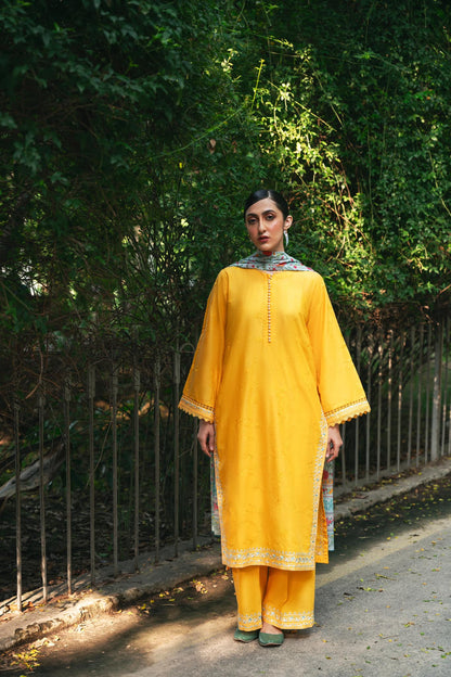 AGHANOOR PIMA COTTON CHIKANKARI EMBROIDERED SHIRT & DUPATTA