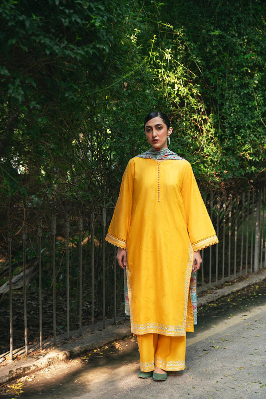 AGHANOOR PIMA COTTON CHIKANKARI EMBROIDERED SHIRT & DUPATTA