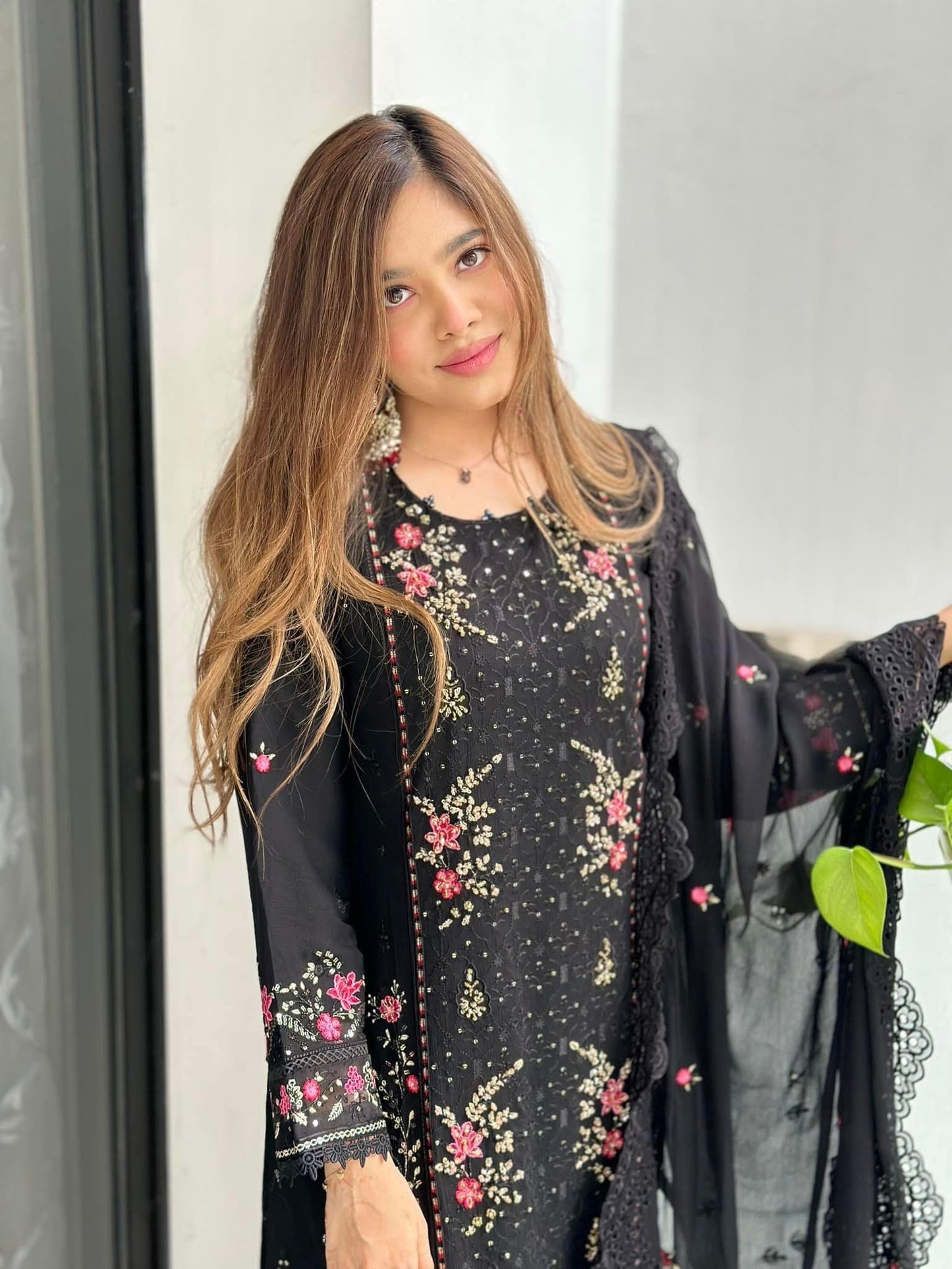 Sada-E-Noor Embroidered Chiffon 3 Piece
