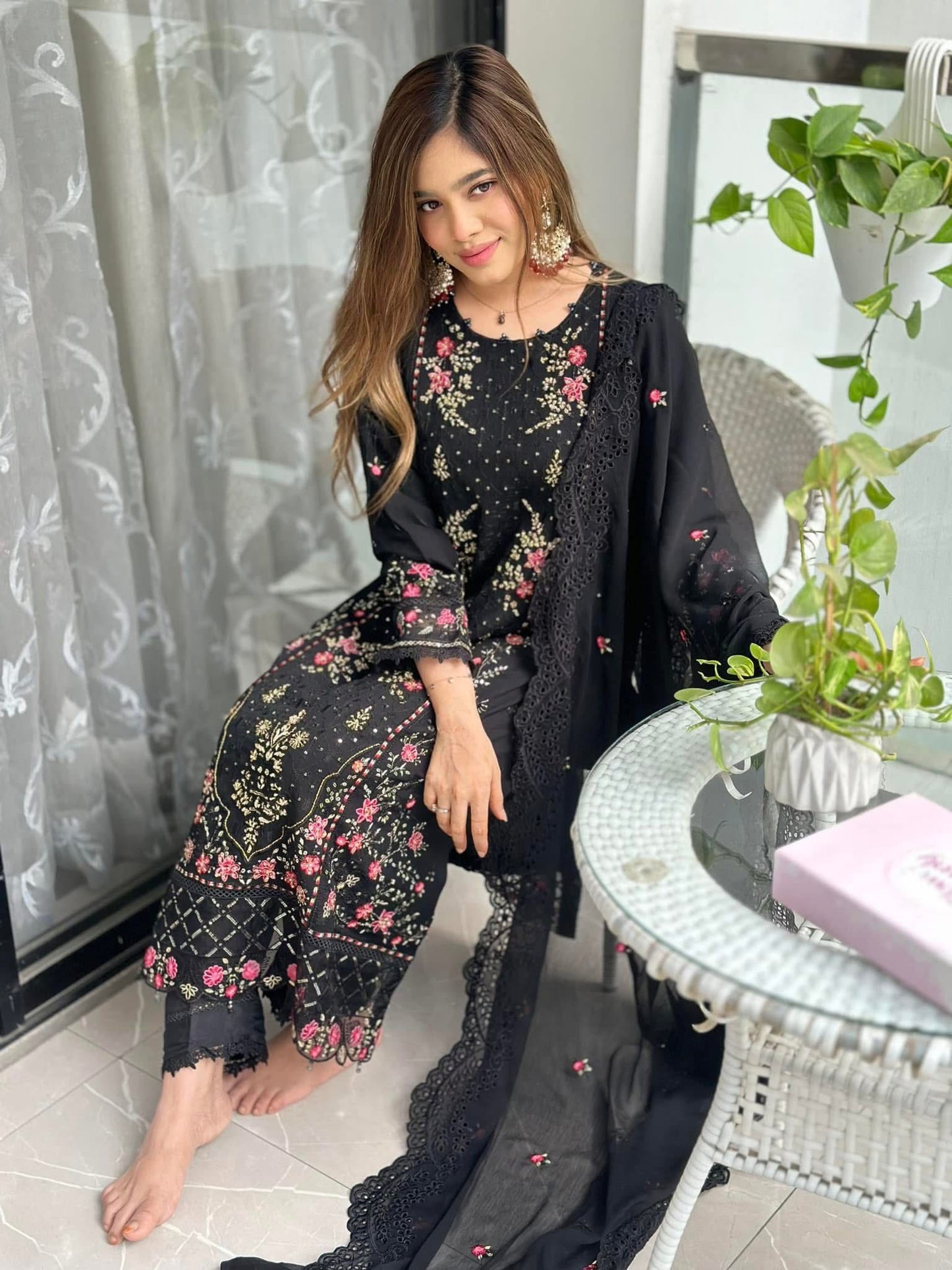 Sada-E-Noor Embroidered Chiffon 3 Piece