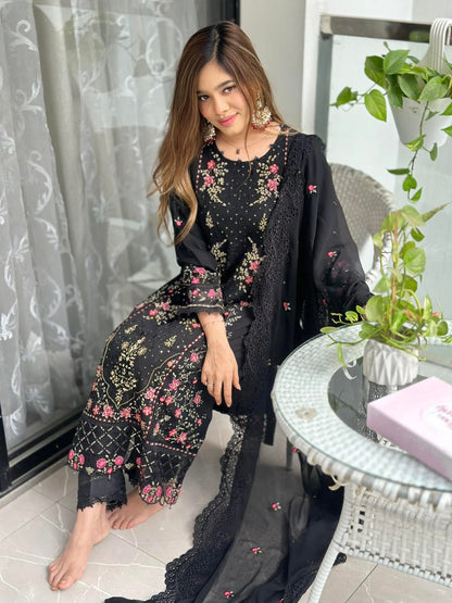 Sada-E-Noor Embroidered Chiffon 3 Piece