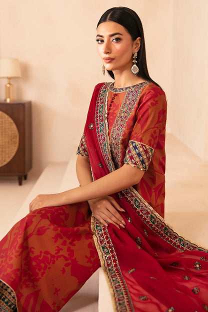 Premium Embroidered Raw Silk 3 Piece Suit