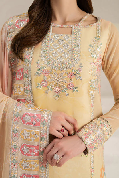 Farasha Embroidered & Digital Printed Chiffon 3 Piece-Floral Ray