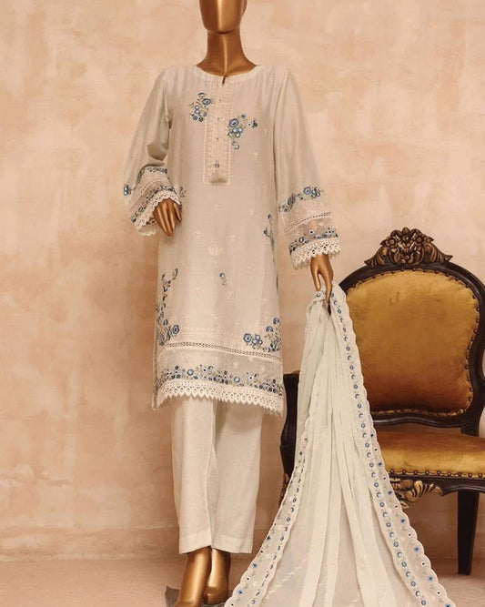 SadaBahar Luxury Emb Lawn Cutwork 3 Piece with Emb Chiffon Dupatta