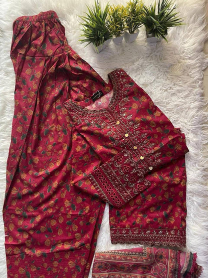 Malika Embroidered & Printed Festive Lawn 3 Piece
