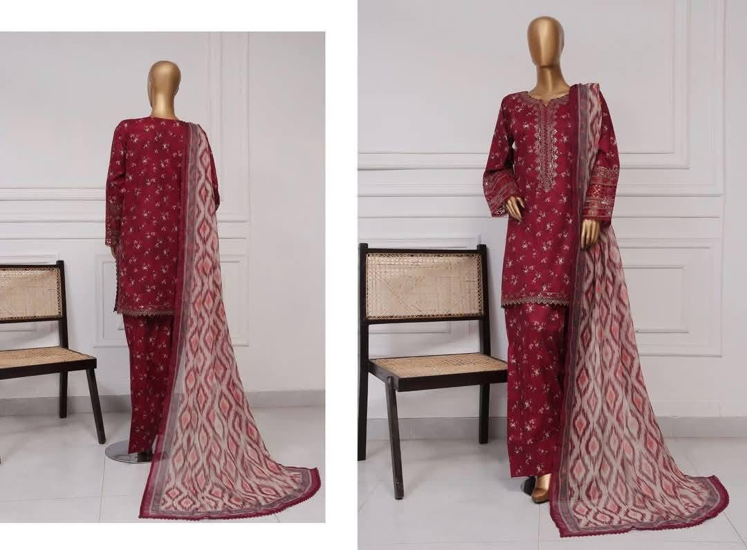 Sadabahar Malika Embroidered & Printed Festive Lawn 3 Piece