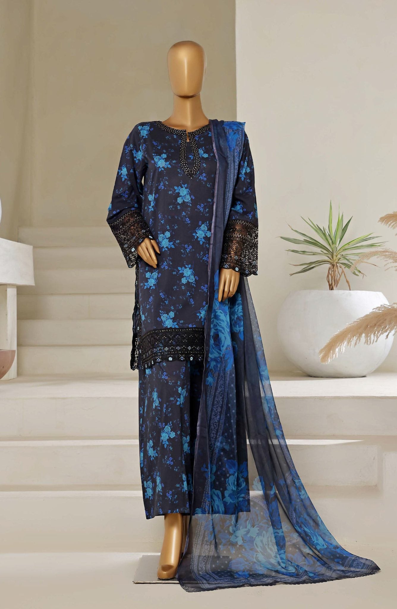 Malika Embroidered & Printed Festive Lawn 3 Piece
