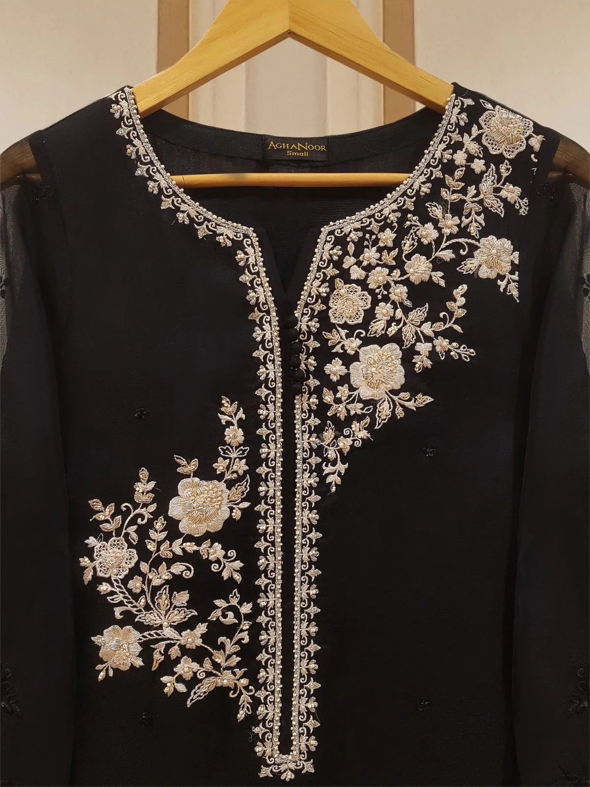 AGHANOOR 3 PIECE PURE ORGANZA EMBROIDERED SHIRT, DUPATTA and SILK PANT