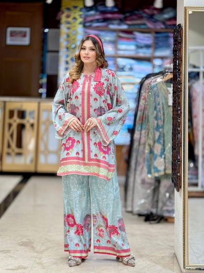 AGHANOOR SILK PRINTED SHIRT WITH SILK PANT