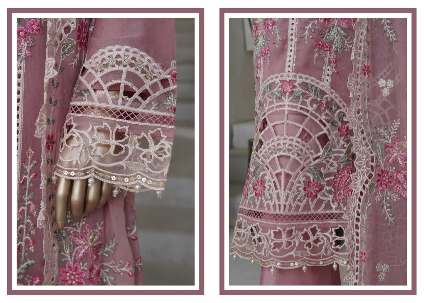 Sadabahar Afsaney Stitched Embroidered Chiffon 3 Piece