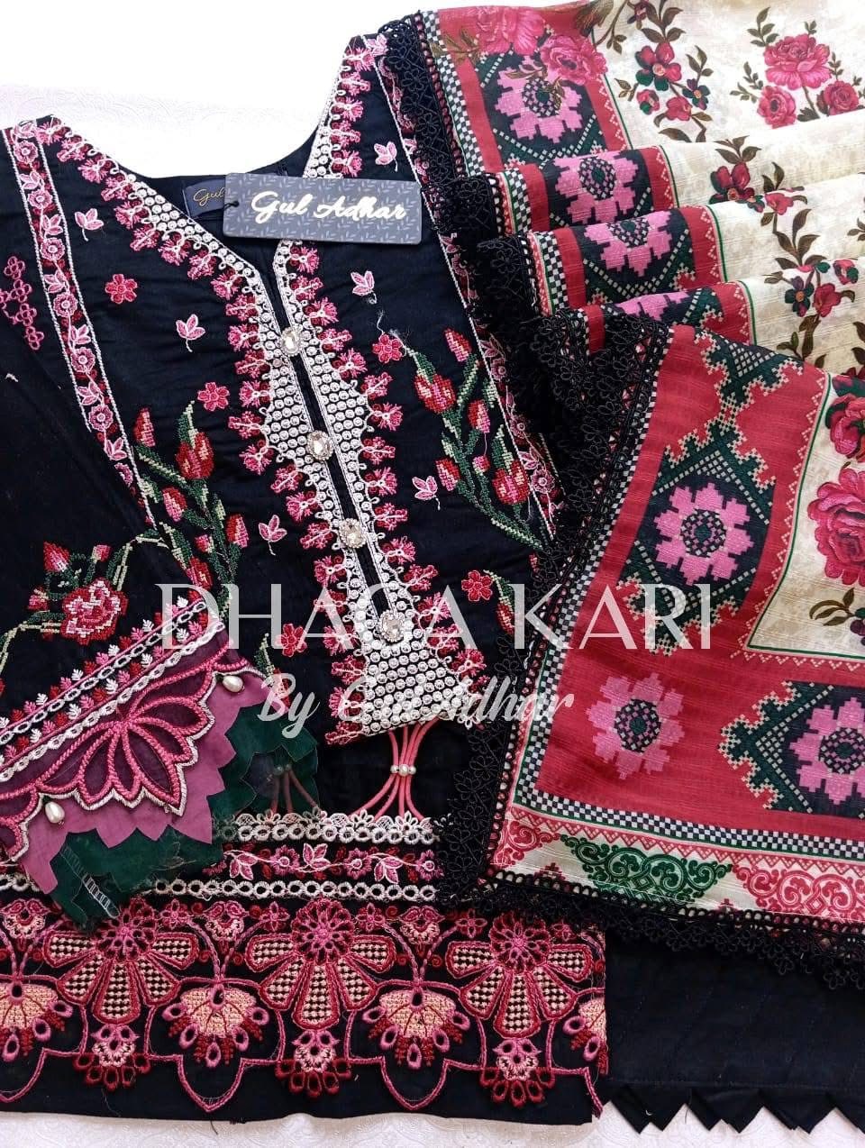Gul Adhar Dhaga Kari Embroidered Cambric Lawn 3 Piece