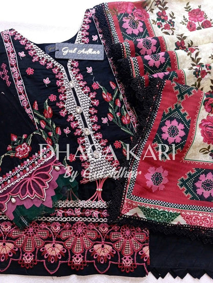 Gul Adhar Dhaga Kari Embroidered Cambric Lawn 3 Piece