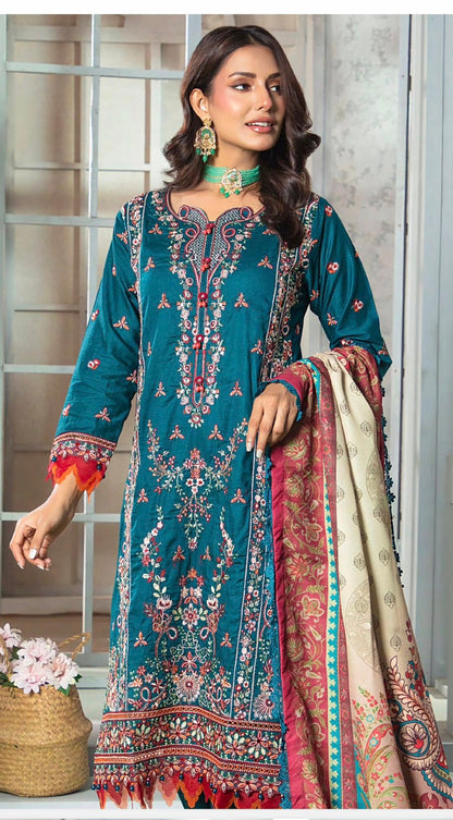 Gul Adhar Dhaga Kari Embroidered Cambric Lawn 3 Piece