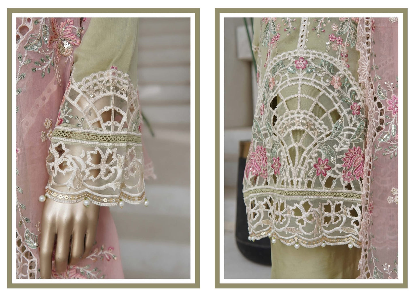 Sadabahar Afsaney Stitched Embroidered Chiffon 3 Piece