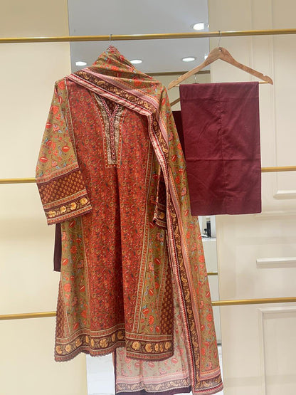 AGHANOOR CAMBRIC LAWN 3 PIECE SUIT