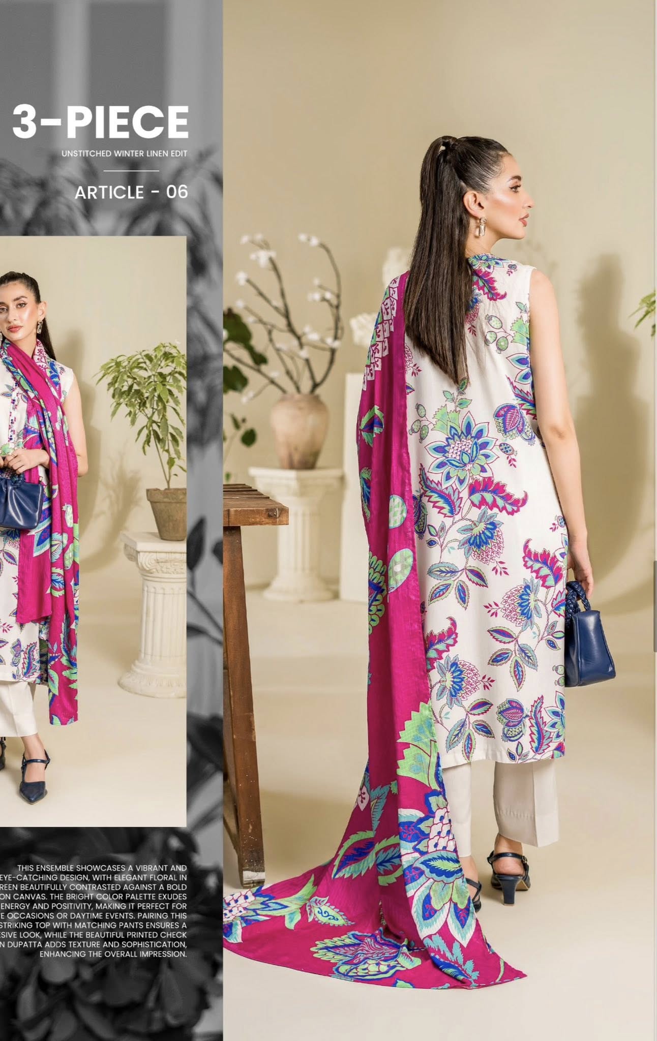 Gulljee Printed Winter Linen 3 Piece Suit