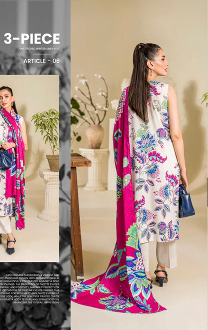 Gulljee Printed Winter Linen 3 Piece Suit