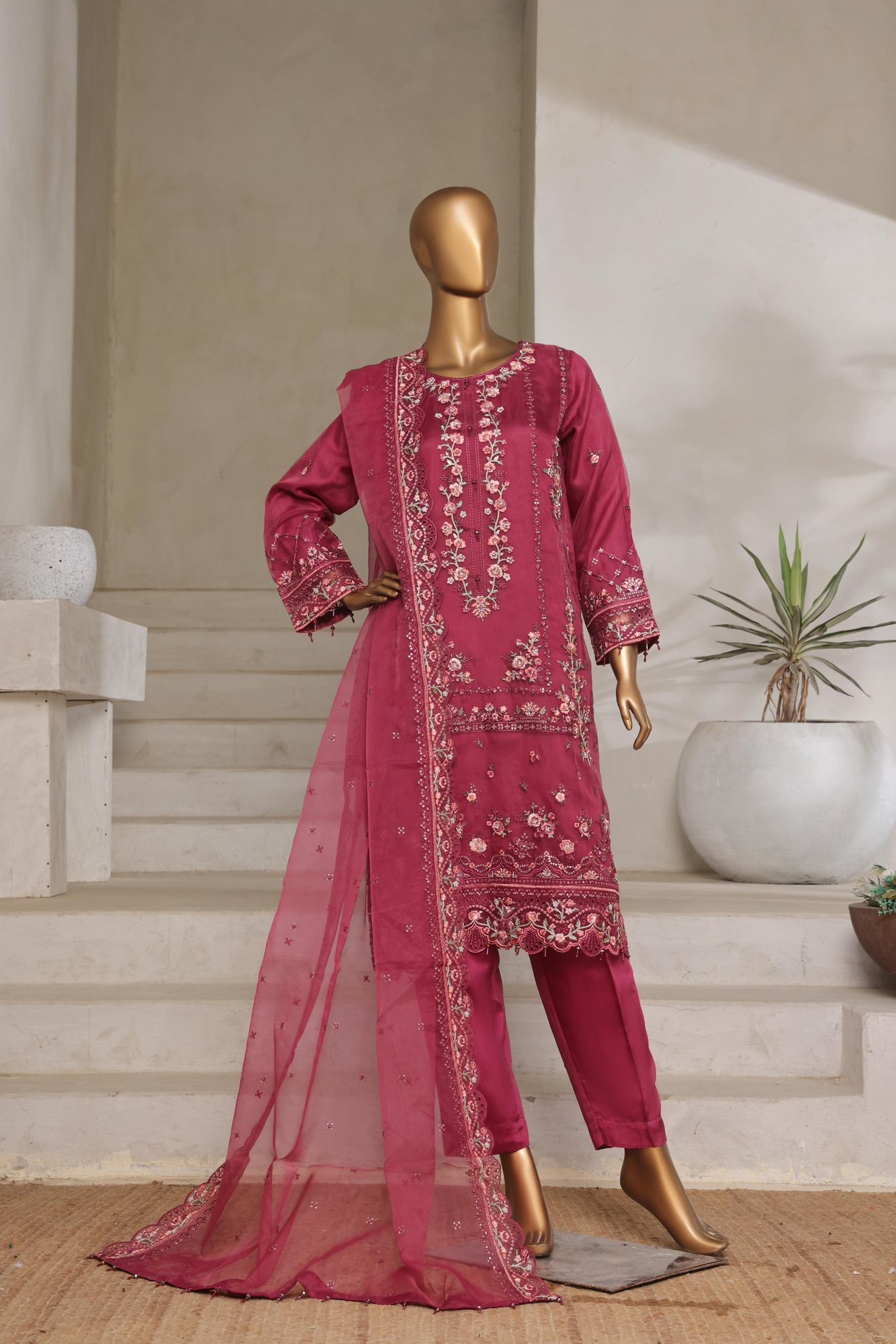 Sada-E-Noor Festive Embroidered Organza 3 Piece