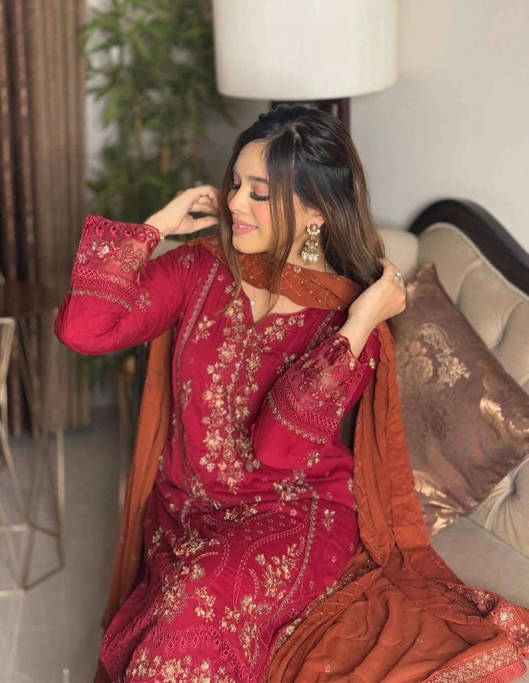 Sada-E-Noor Embroidered Chiffon 3 Piece