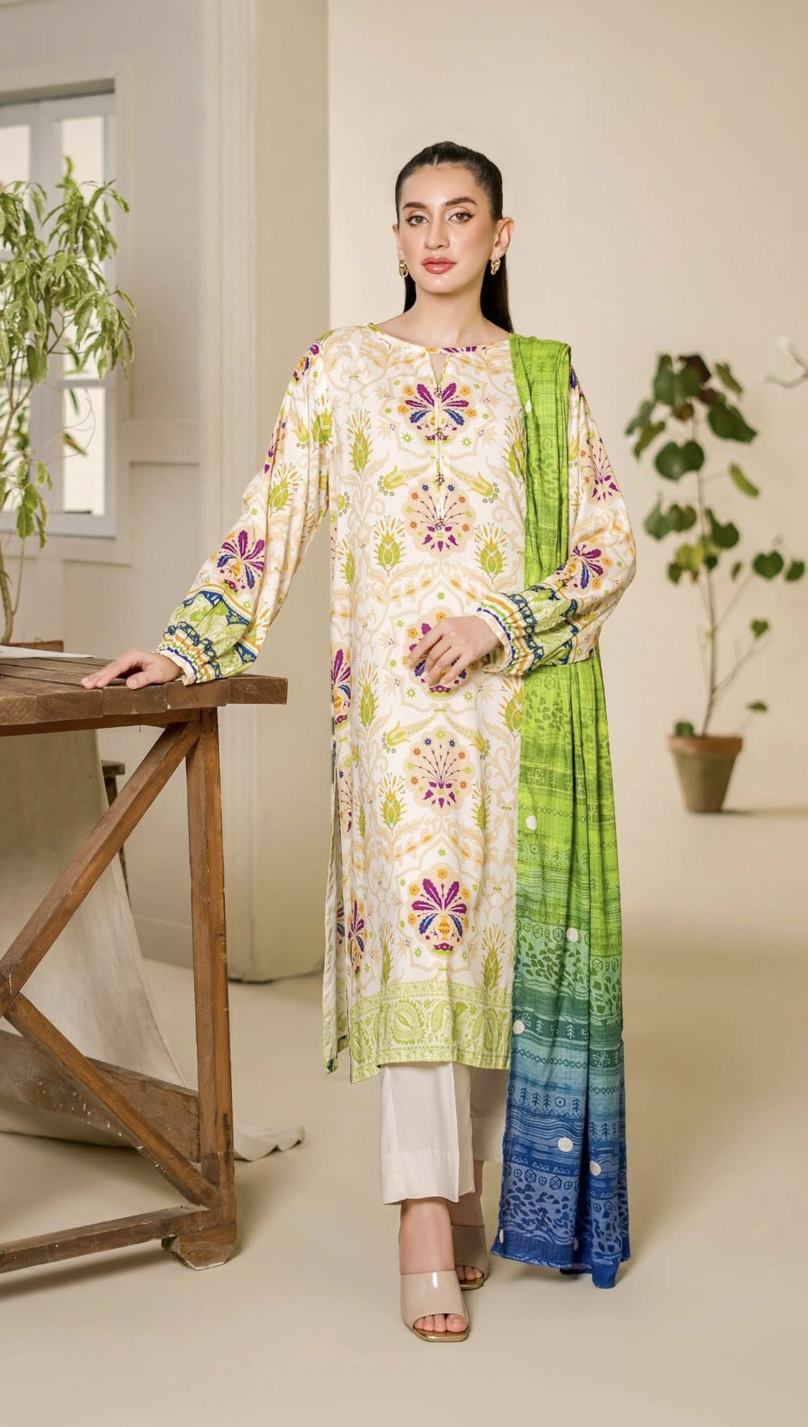 Gulljee Printed Winter Linen 3 Piece Suit