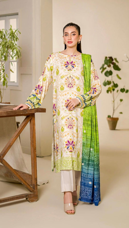Gulljee Printed Winter Linen 3 Piece Suit