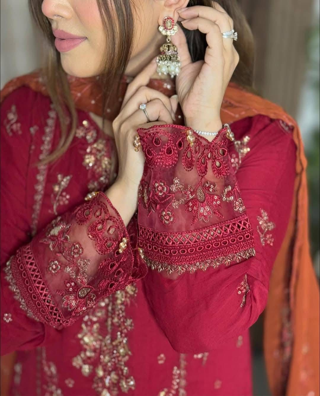 Sada-E-Noor Embroidered Chiffon 3 Piece