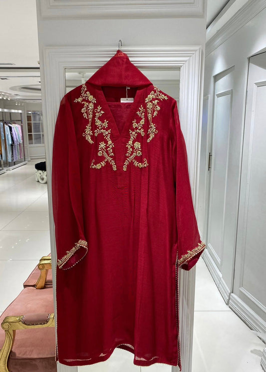 AGHANOOR 3 PIECE PURE COTTON NET EMBROIDERED SUIT