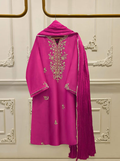 Aghanoor Embroidered Seesha Silk 3 Piece