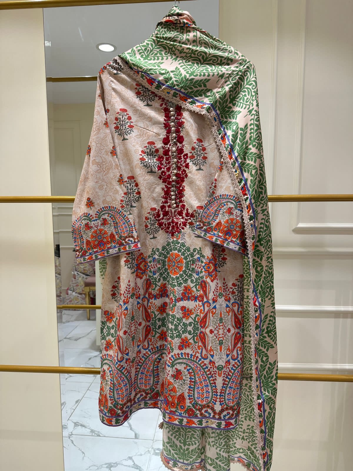 AGHANOOR PURE EMBROIDERED LAWN SHIRT & SILK DUPATTA