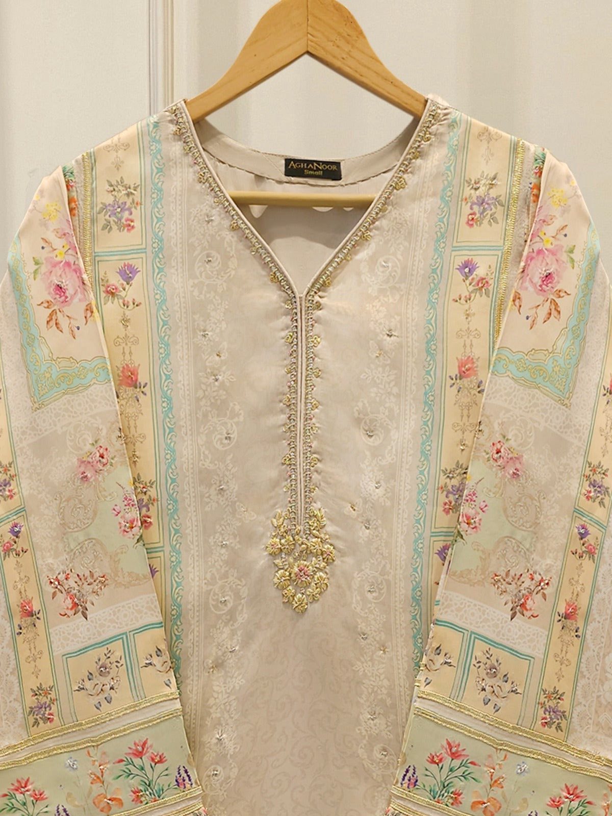 AGHANOOR PURE RAW SILK EMBROIDERED SUIT