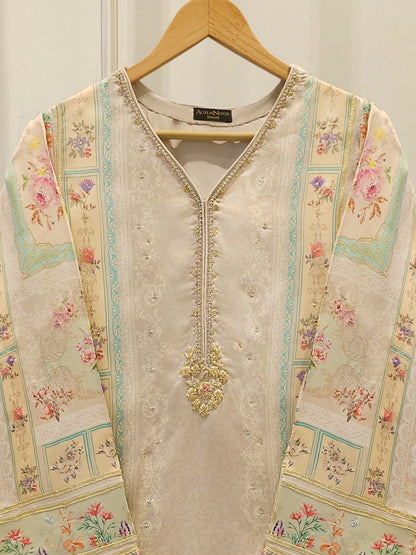 AGHANOOR PURE RAW SILK EMBROIDERED SUIT
