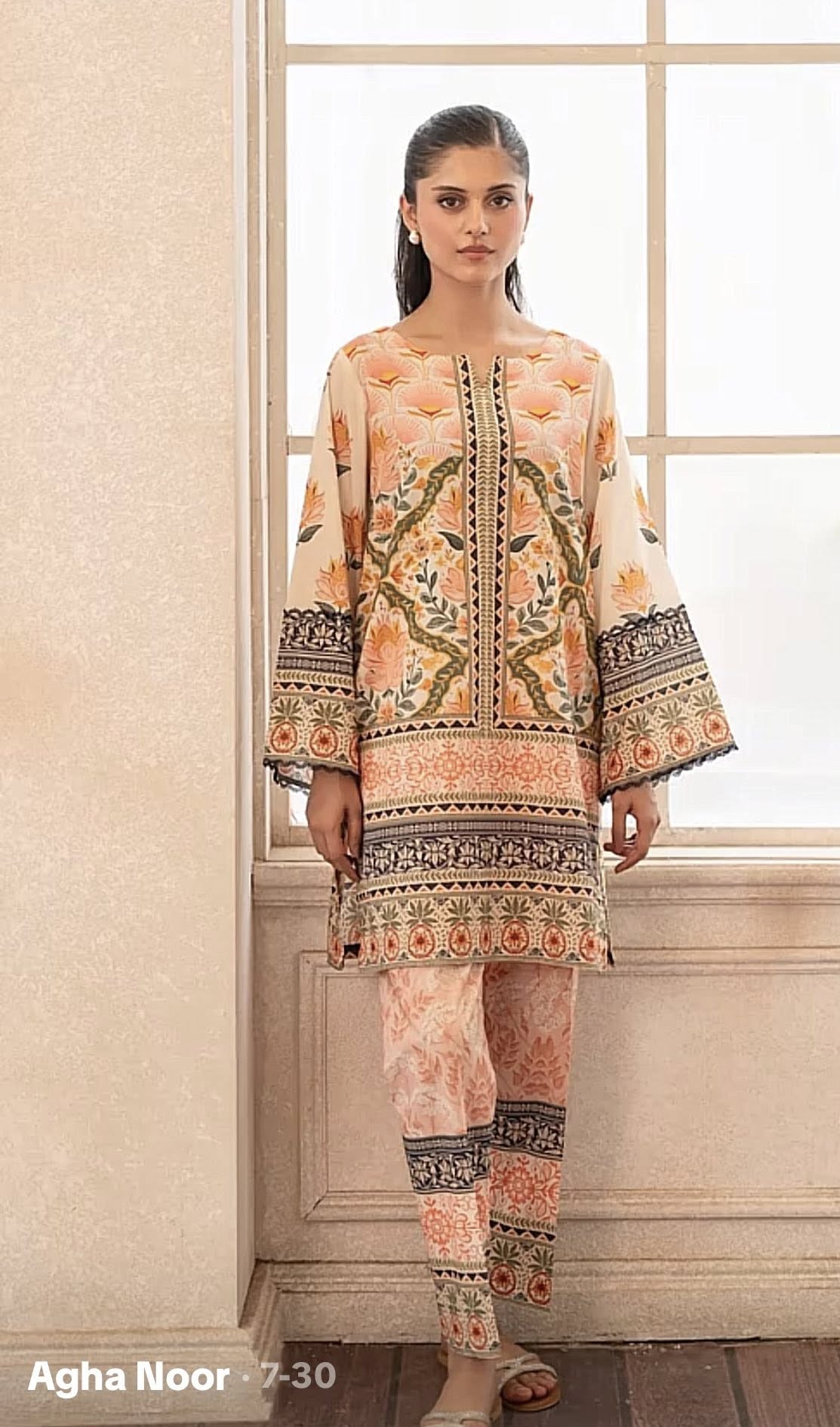 AGHANOOR PRINTED SILK SHIRT WITH PANTS