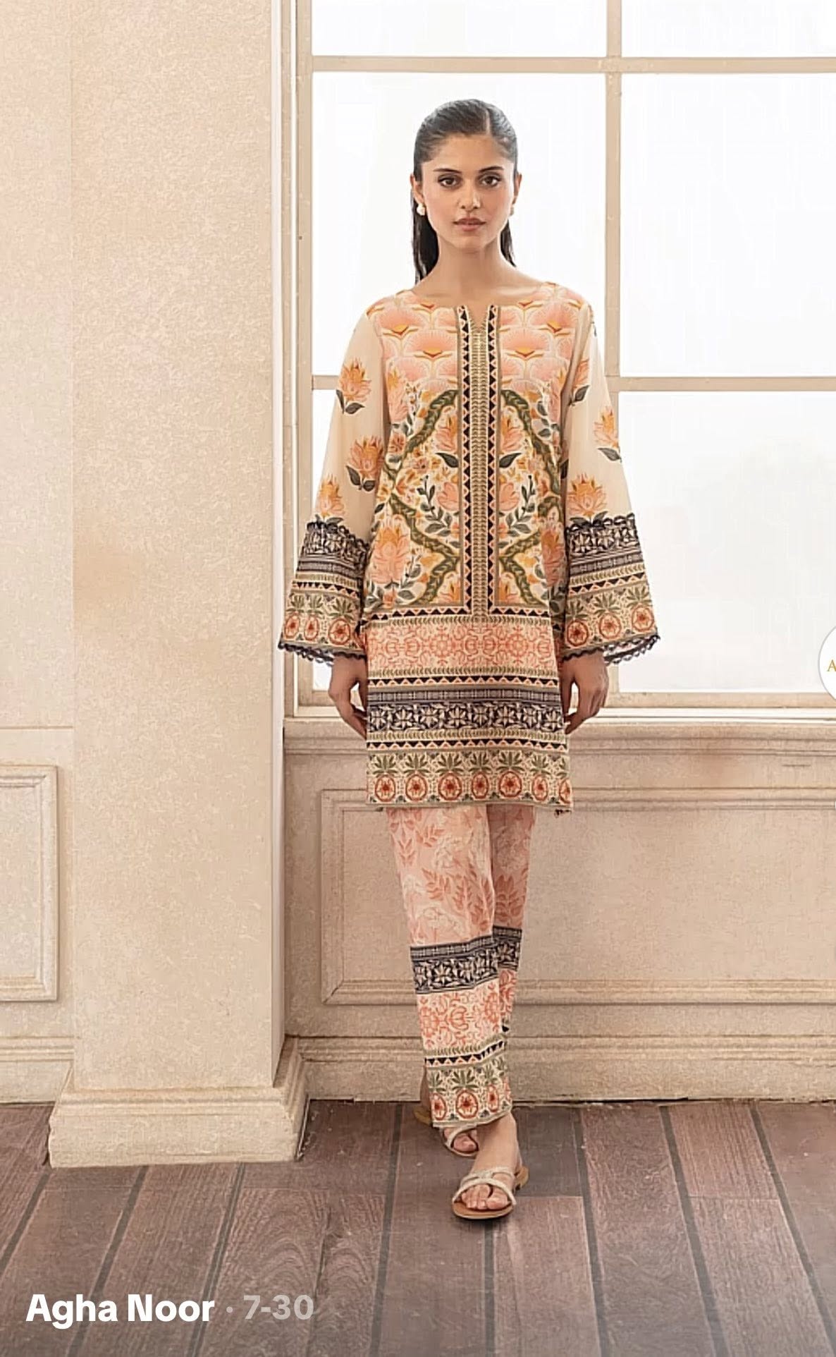 AGHANOOR PRINTED SILK SHIRT WITH PANTS