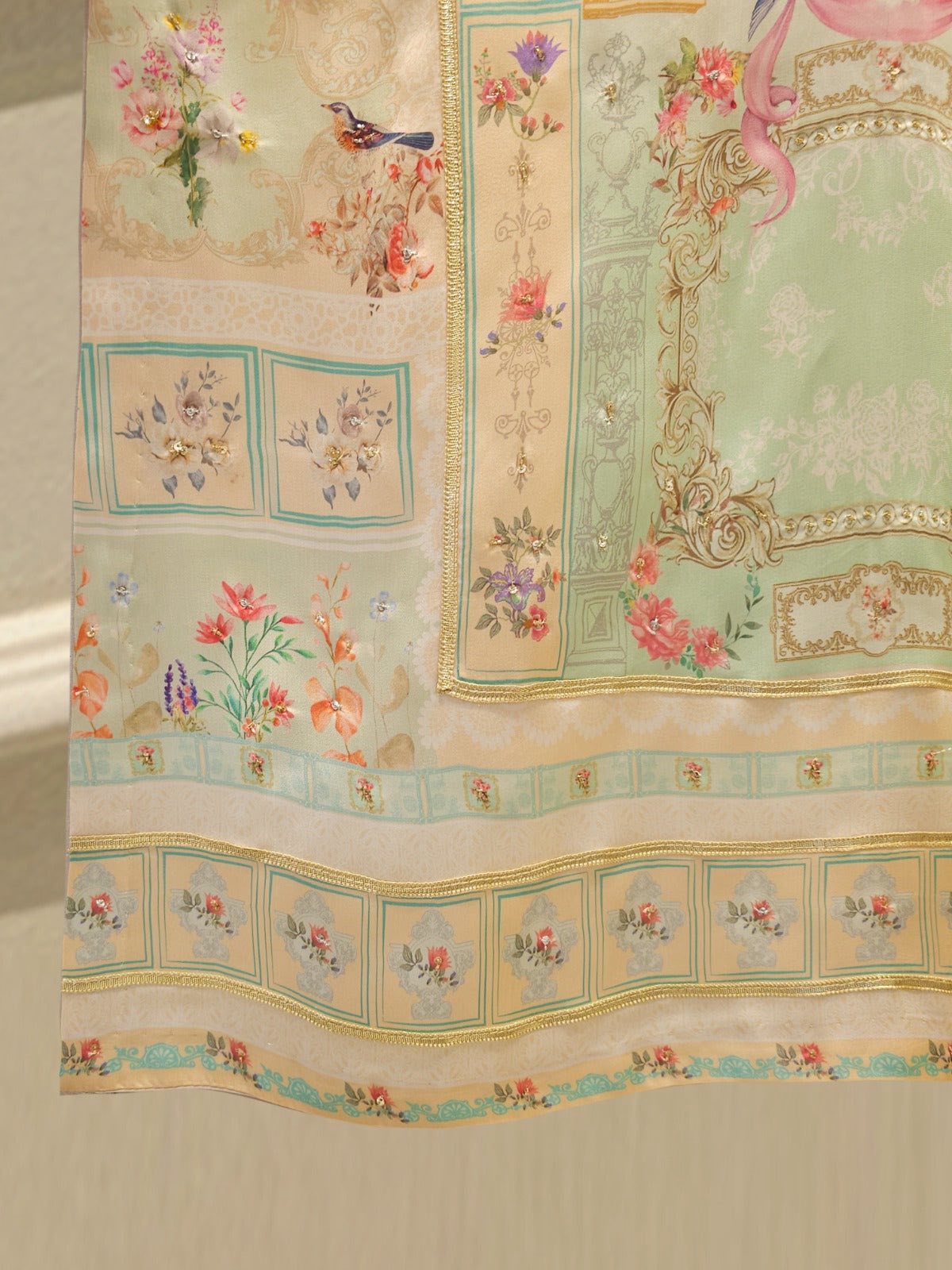 AGHANOOR PURE RAW SILK EMBROIDERED SUIT