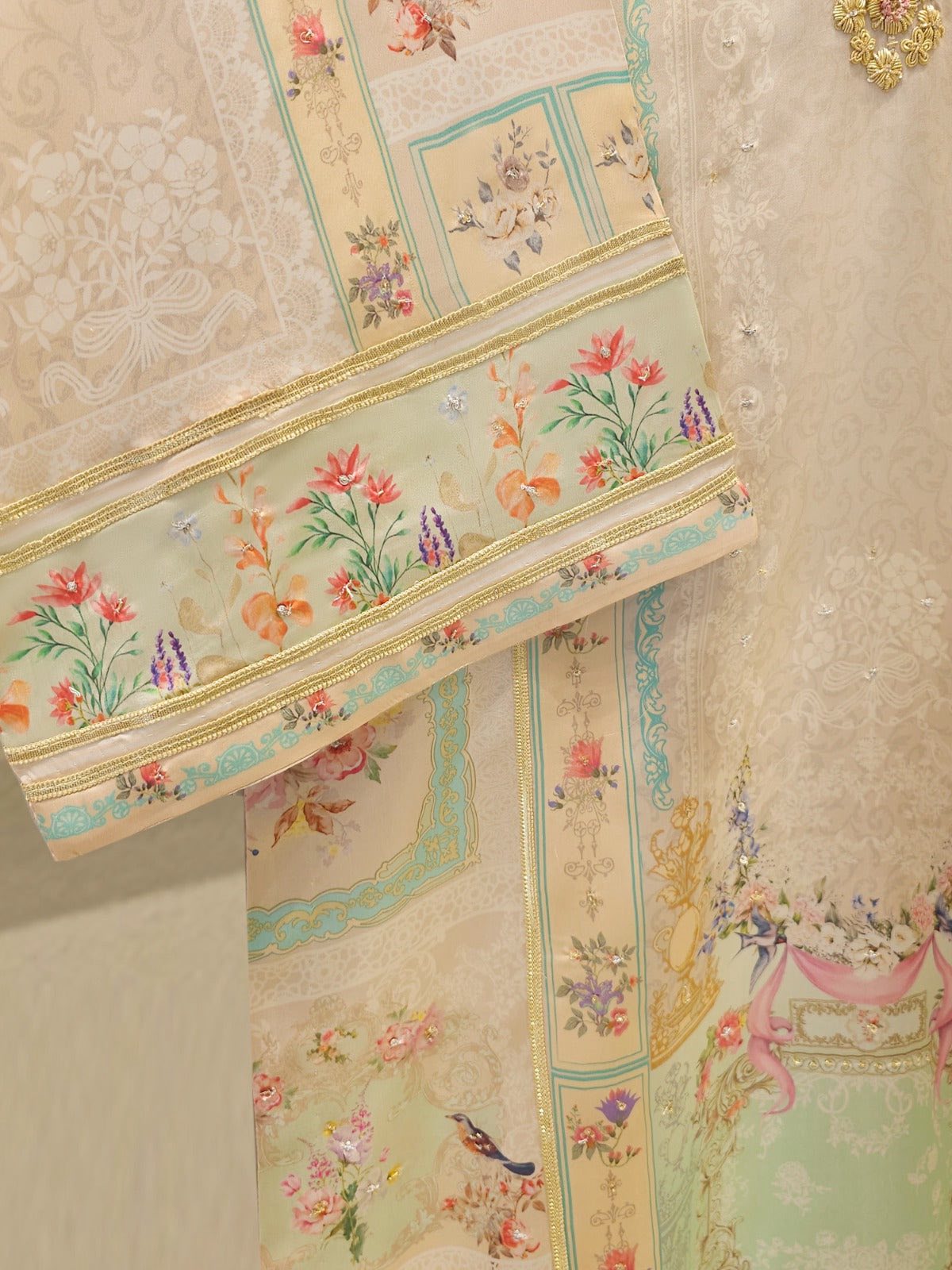 AGHANOOR PURE RAW SILK EMBROIDERED SUIT