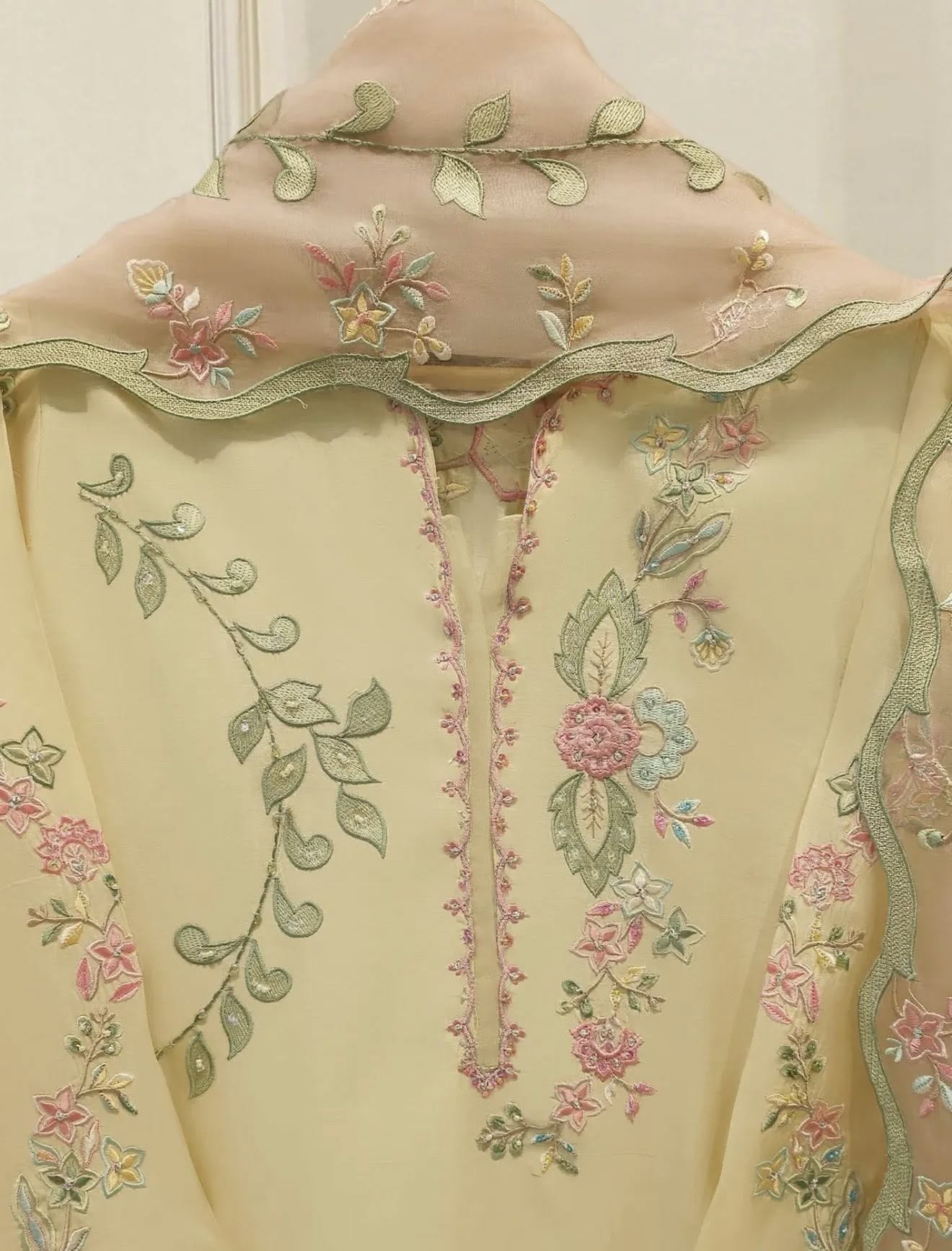 Aghanoor Pure Khadi Silk Embroidered 3 Piece Suit