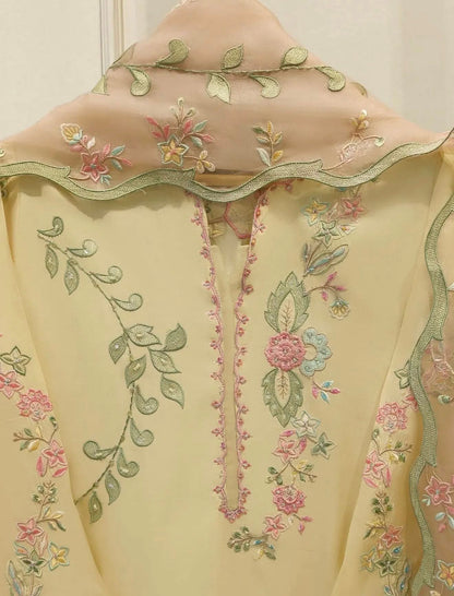 Aghanoor Pure Khadi Silk Embroidered 3 Piece Suit